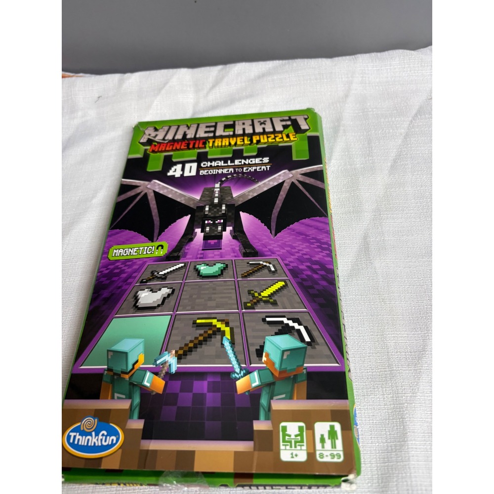 ThinkFun Minecraft Magnetic Travel Puzzle Logic Game 40 Challenges Ages 8+